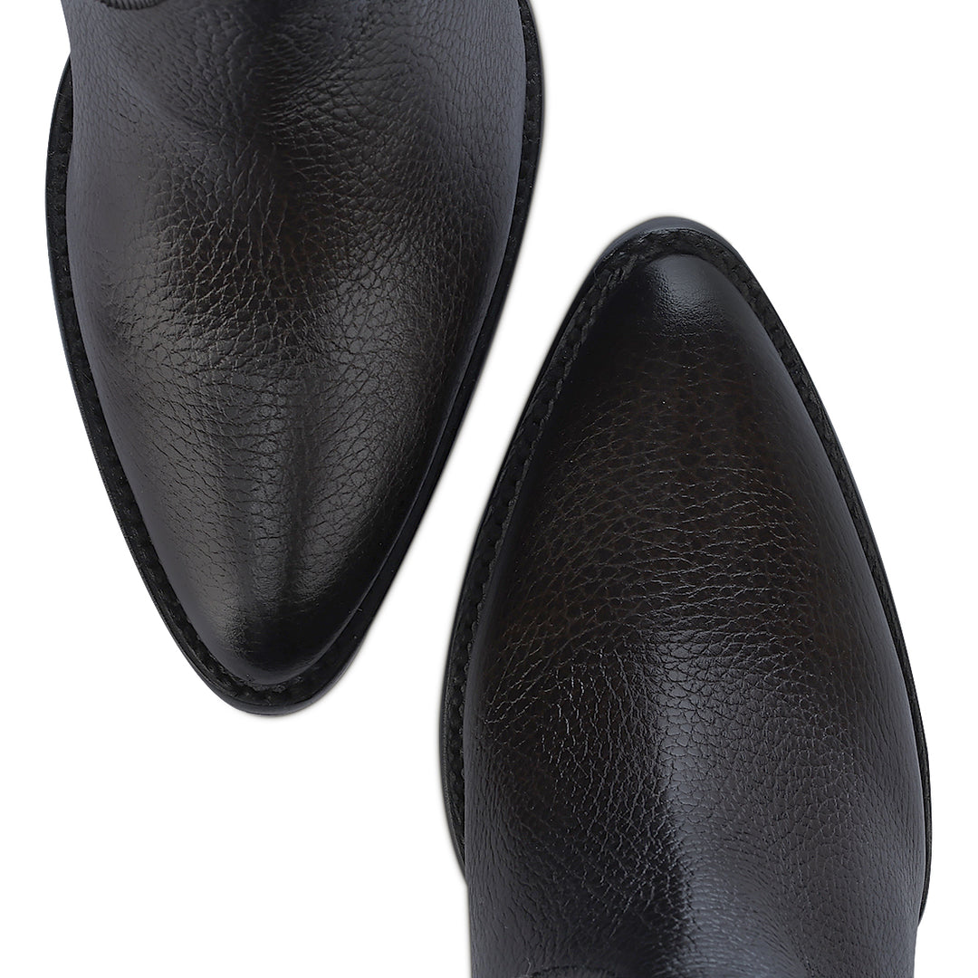 Chocolate Zipper & elastic Round Toe