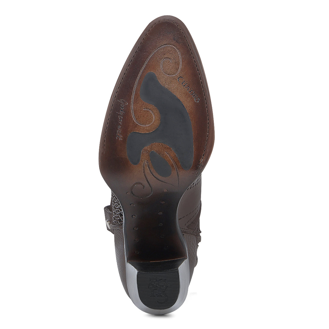 Brown Laser & Embroidery & Studs & Zipper Round Toe
