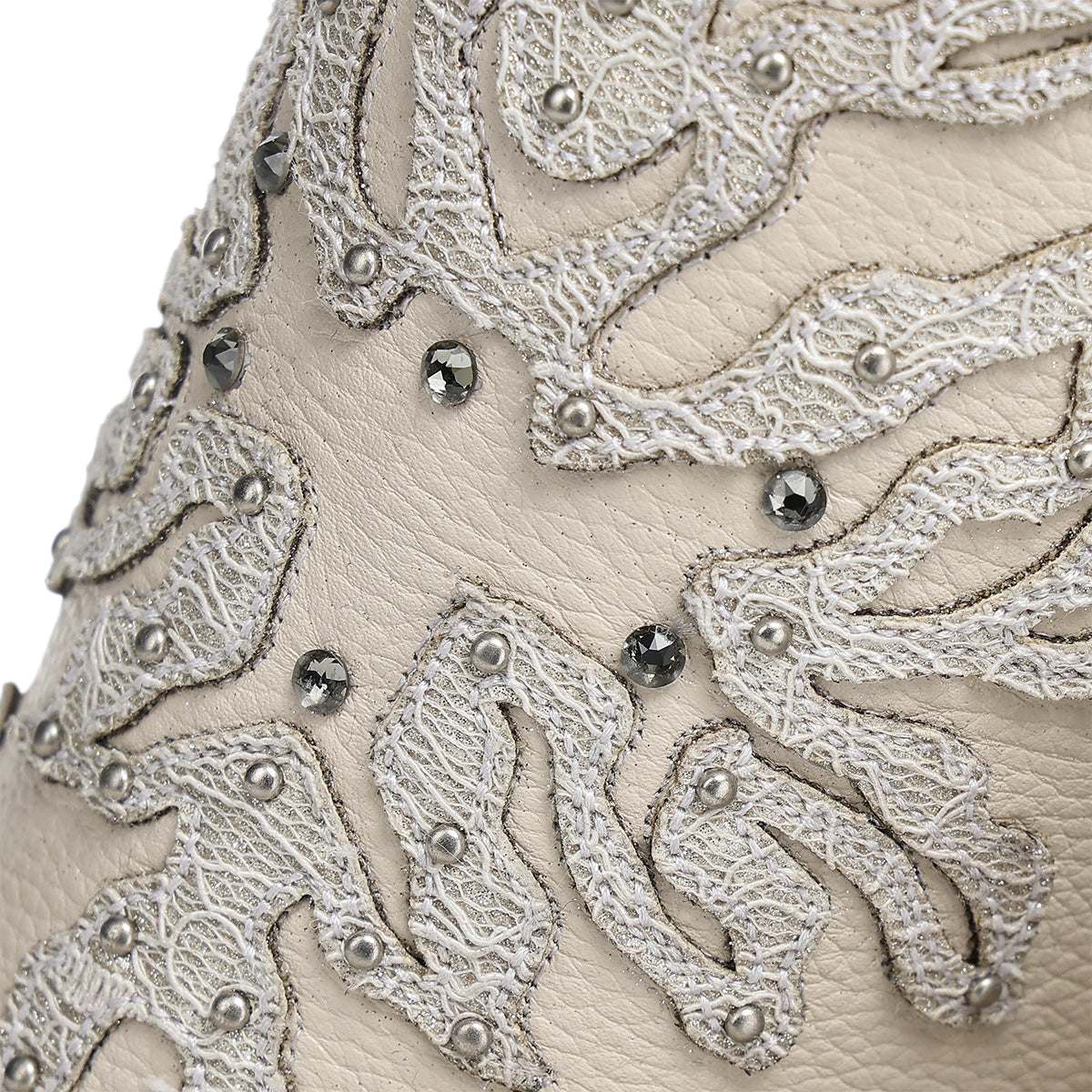 BEIGE CRYSTALS & EMBROIDERY & STUDS & ZIPPER CC239