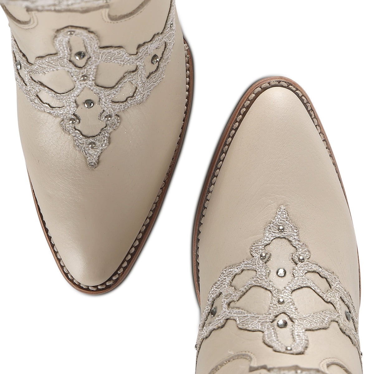 BEIGE CRYSTALS & EMBROIDERY & STUDS & ZIPPER CC239