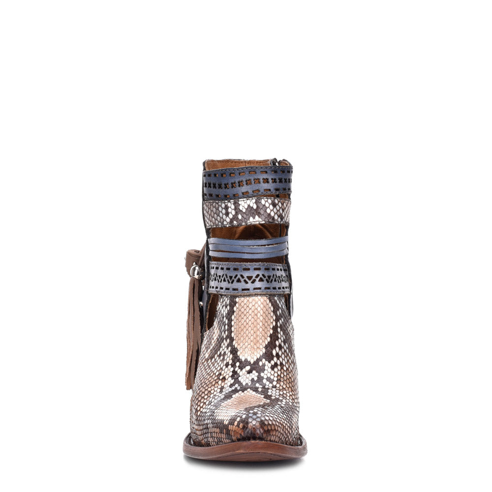 Python Skin Boots Blue BLUE PYTHON FRINGE & LASER CU370 – Patron Boots USA