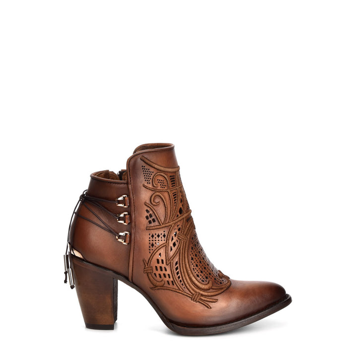 Satro Chestnut Laser & Embroidery Round Toe