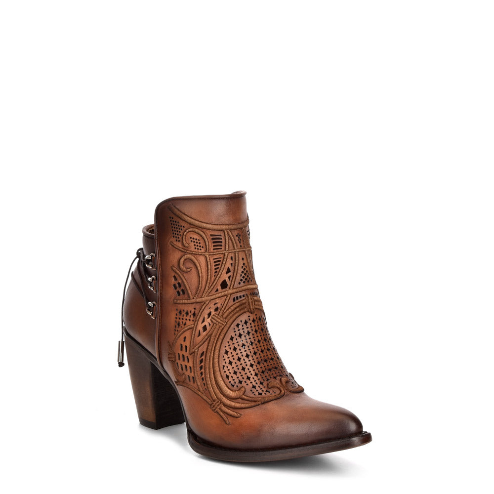 Satro Chestnut Laser & Embroidery Round Toe