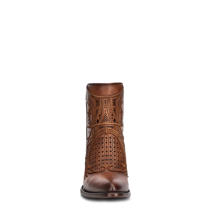 Satro Chestnut Laser & Embroidery Round Toe