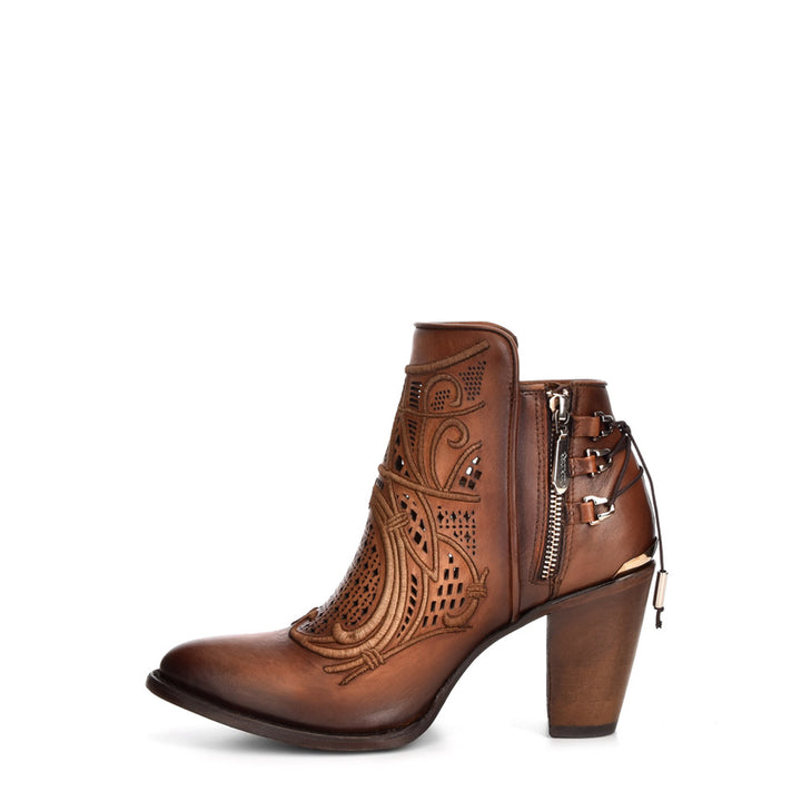 Satro Chestnut Laser & Embroidery Round Toe