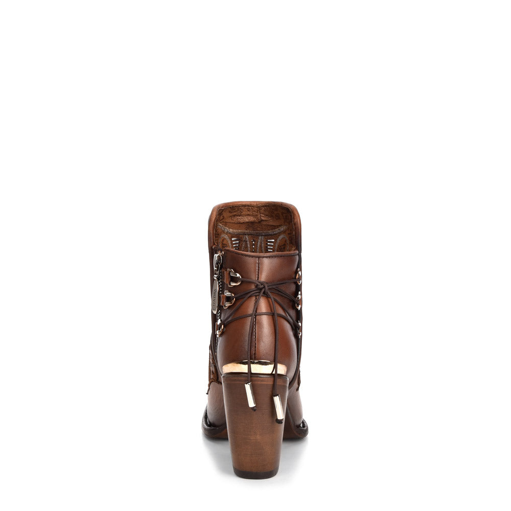 Satro Chestnut Laser & Embroidery Round Toe