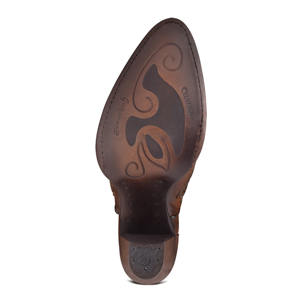 Satro Chestnut Laser & Embroidery Round Toe