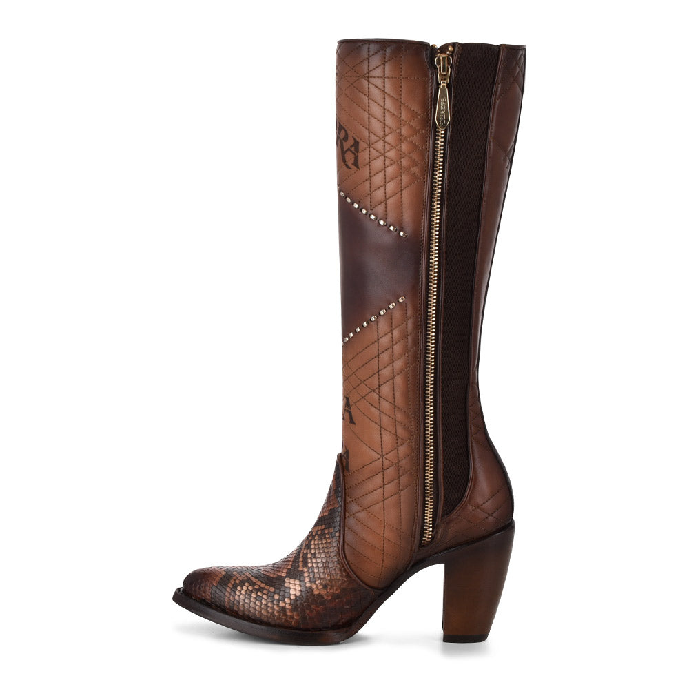 GLAZED CHESNUT PYTHON LASER & EMBROIDERY