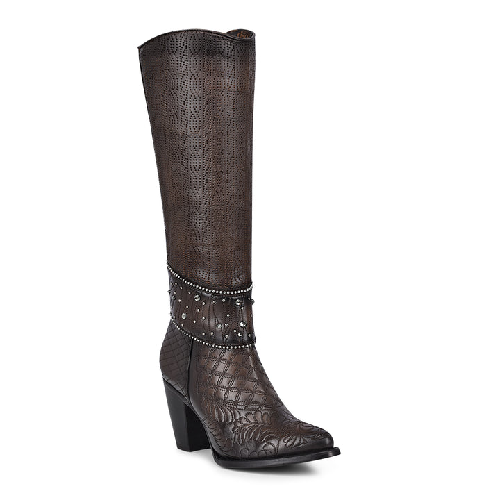 LD BLACK/BROWN EMBROIDERY & STUDS
