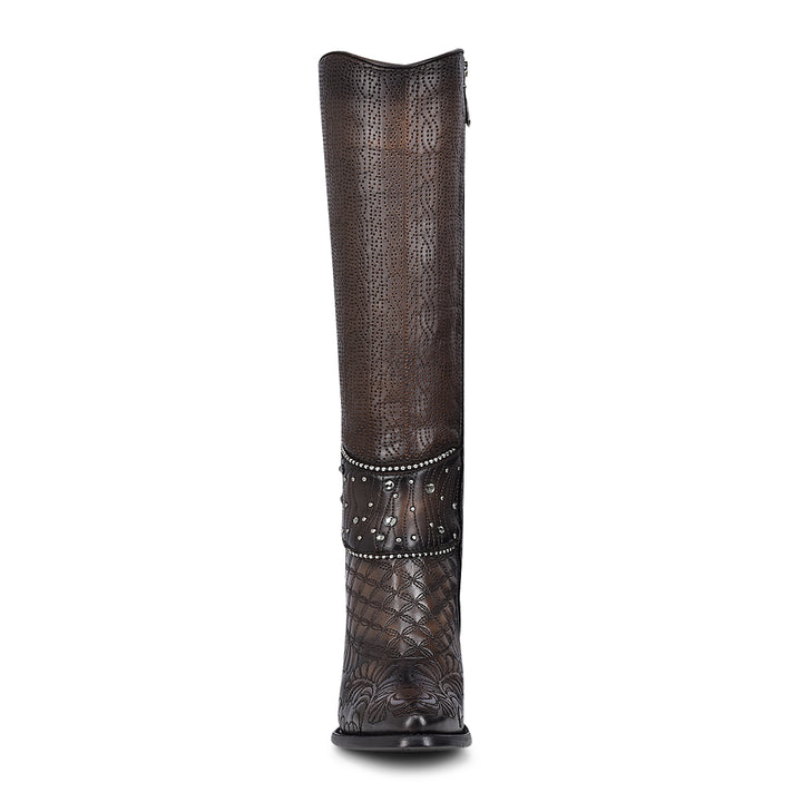 LD BLACK/BROWN EMBROIDERY & STUDS