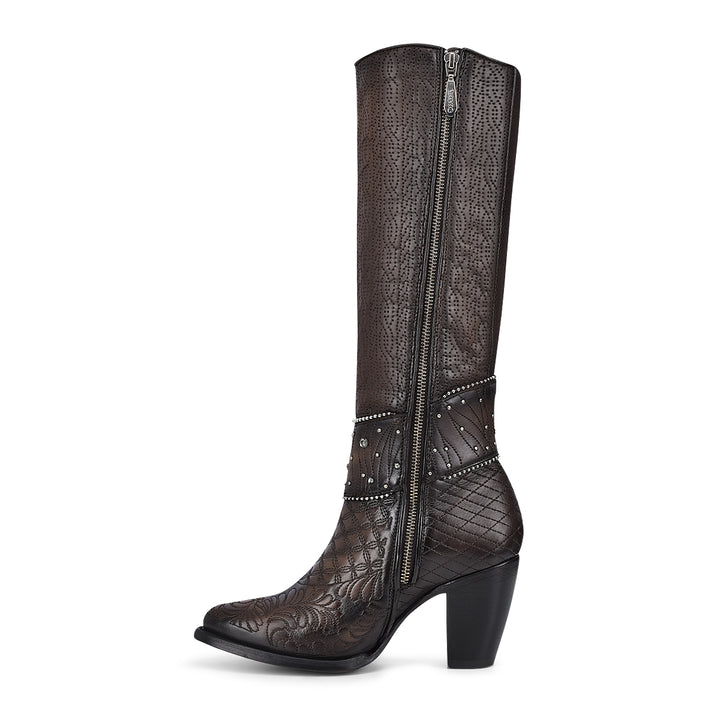 LD BLACK/BROWN EMBROIDERY & STUDS