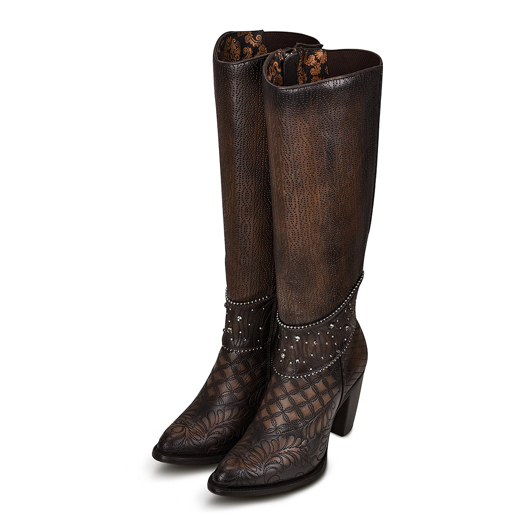 LD BLACK/BROWN EMBROIDERY & STUDS