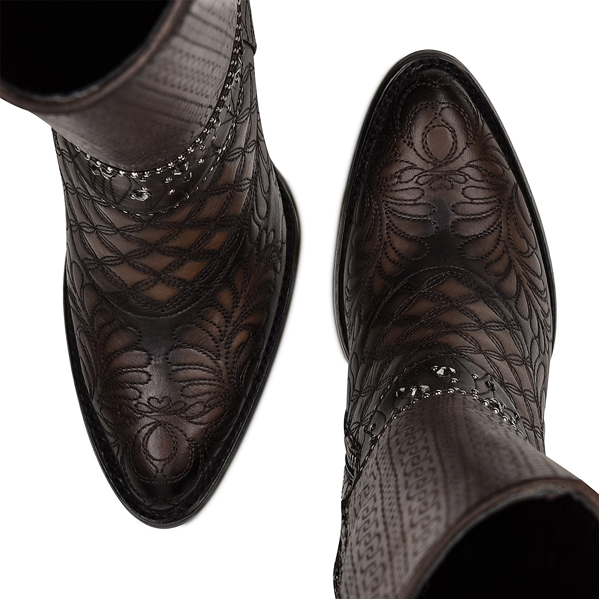 LD BLACK/BROWN EMBROIDERY & STUDS