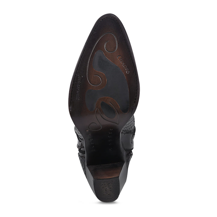 Black Python Cosmo Embroidery & Studs & Zipper Round Toe