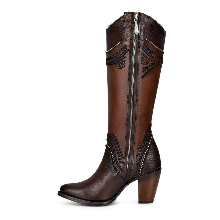 Damasco Chocolate Embroidery Round Toe