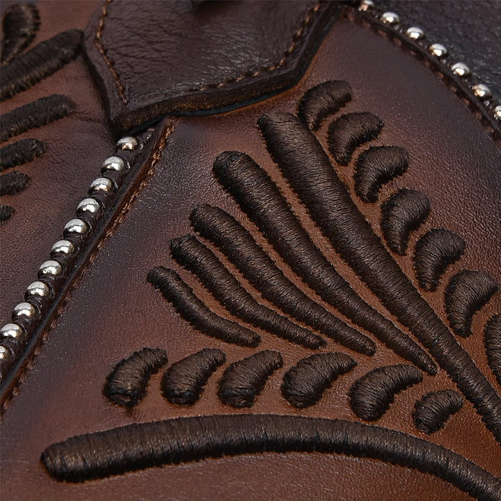 Damasco Chocolate Embroidery Round Toe