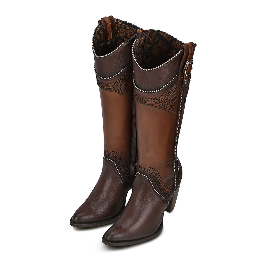 Damasco Chocolate Embroidery Round Toe