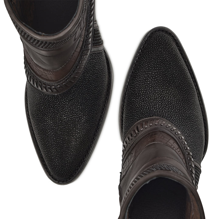 Black Stingray Laser & Woven Round Toe