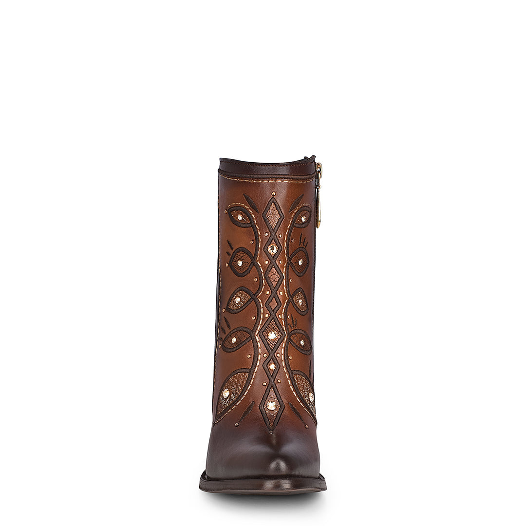 Maple Embroidery & Crystals Round Toe