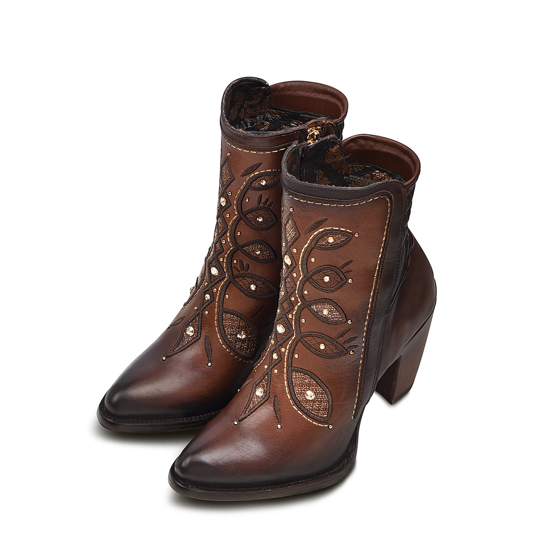 Maple Embroidery & Crystals Round Toe