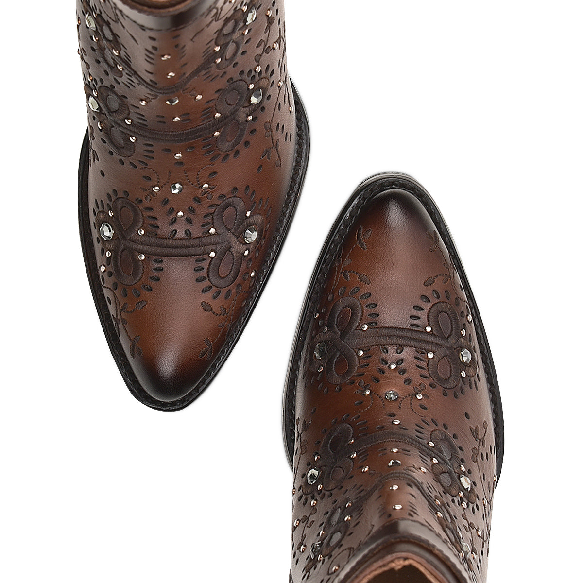 Honey Embroidery & Studs & Harness Round Toe