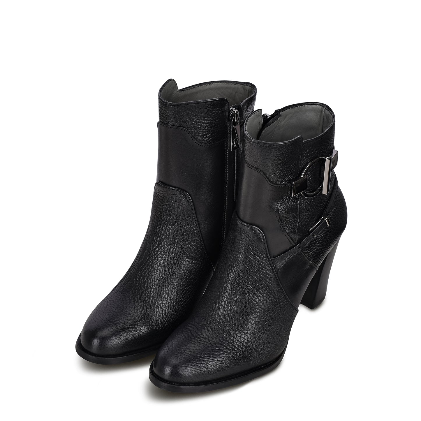 Black Deer Zipper Round Toe