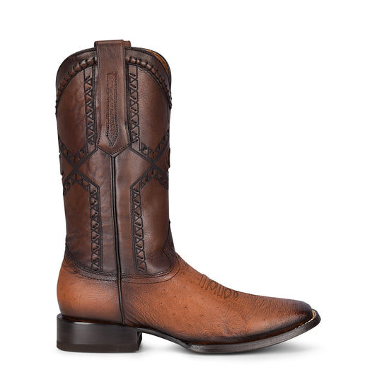 Flame Honey Ostrich Laser & Woven Square Toe
