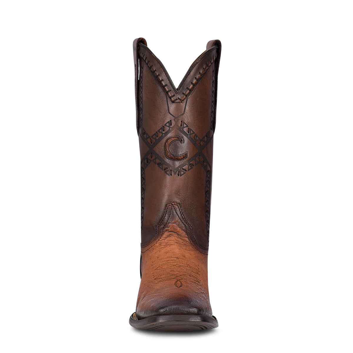 Flame Honey Ostrich Laser & Woven Square Toe