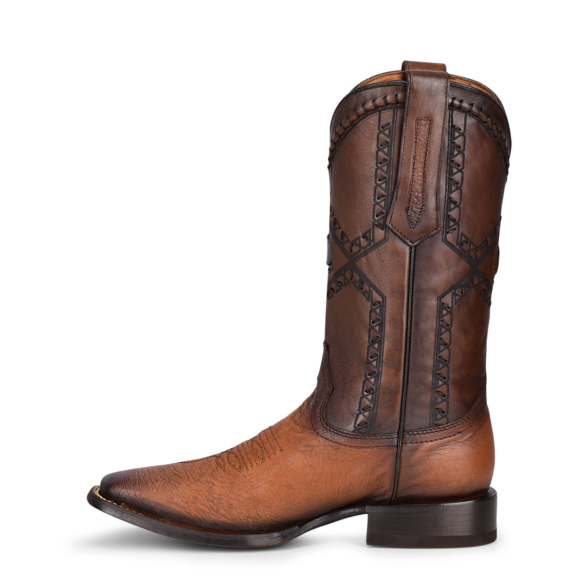 Flame Honey Ostrich Laser & Woven Square Toe