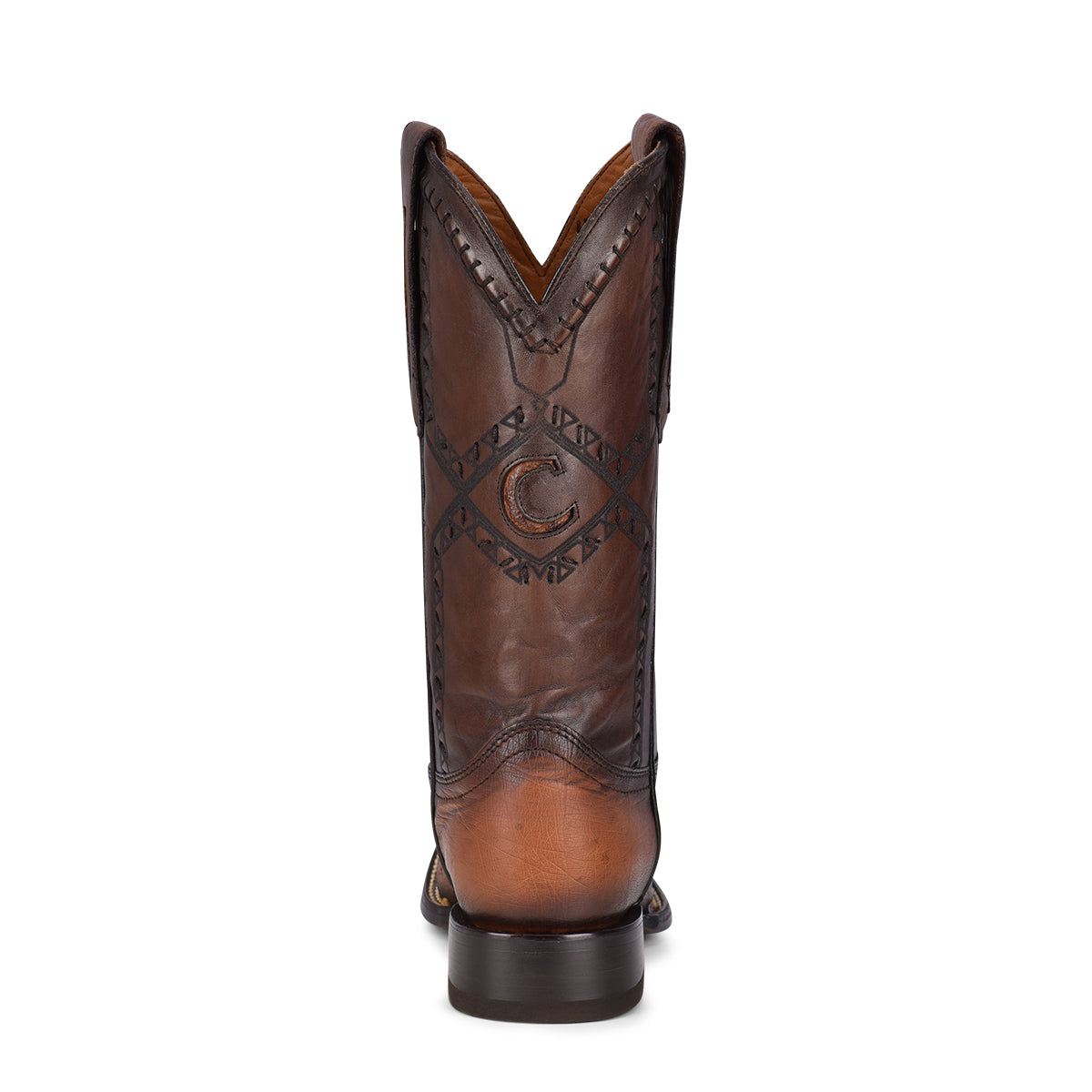 Flame Honey Ostrich Laser & Woven Square Toe
