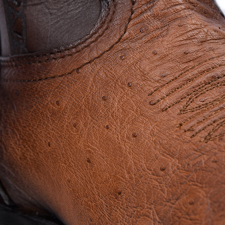 Flame Honey Ostrich Laser & Woven Square Toe