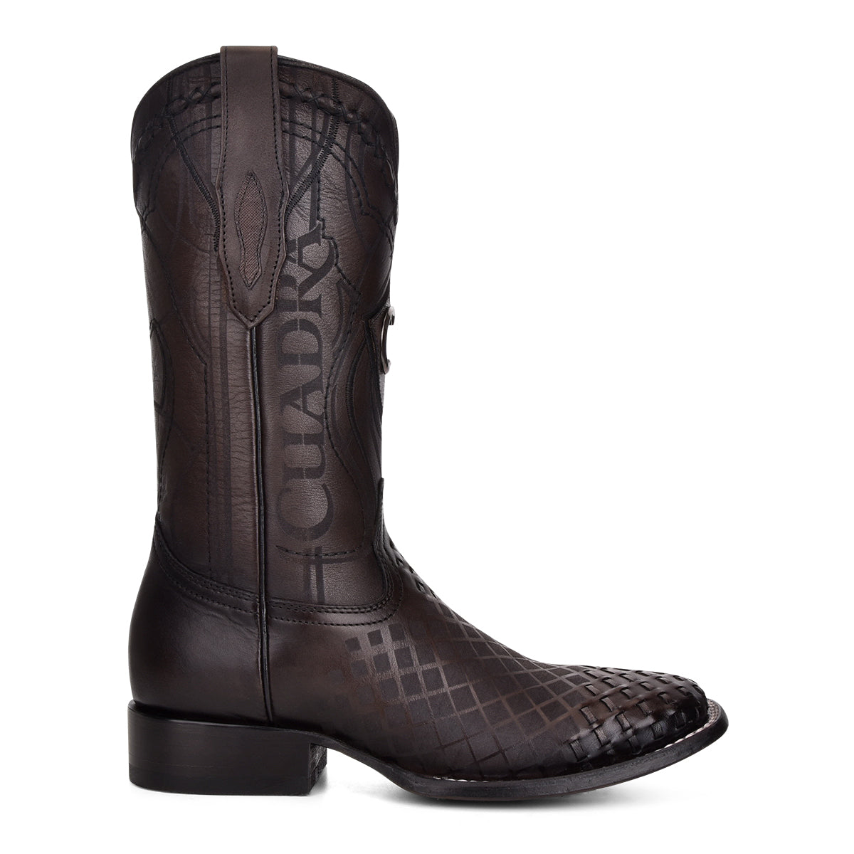 Over Black Laser & Embroidery & Woven Square Toe