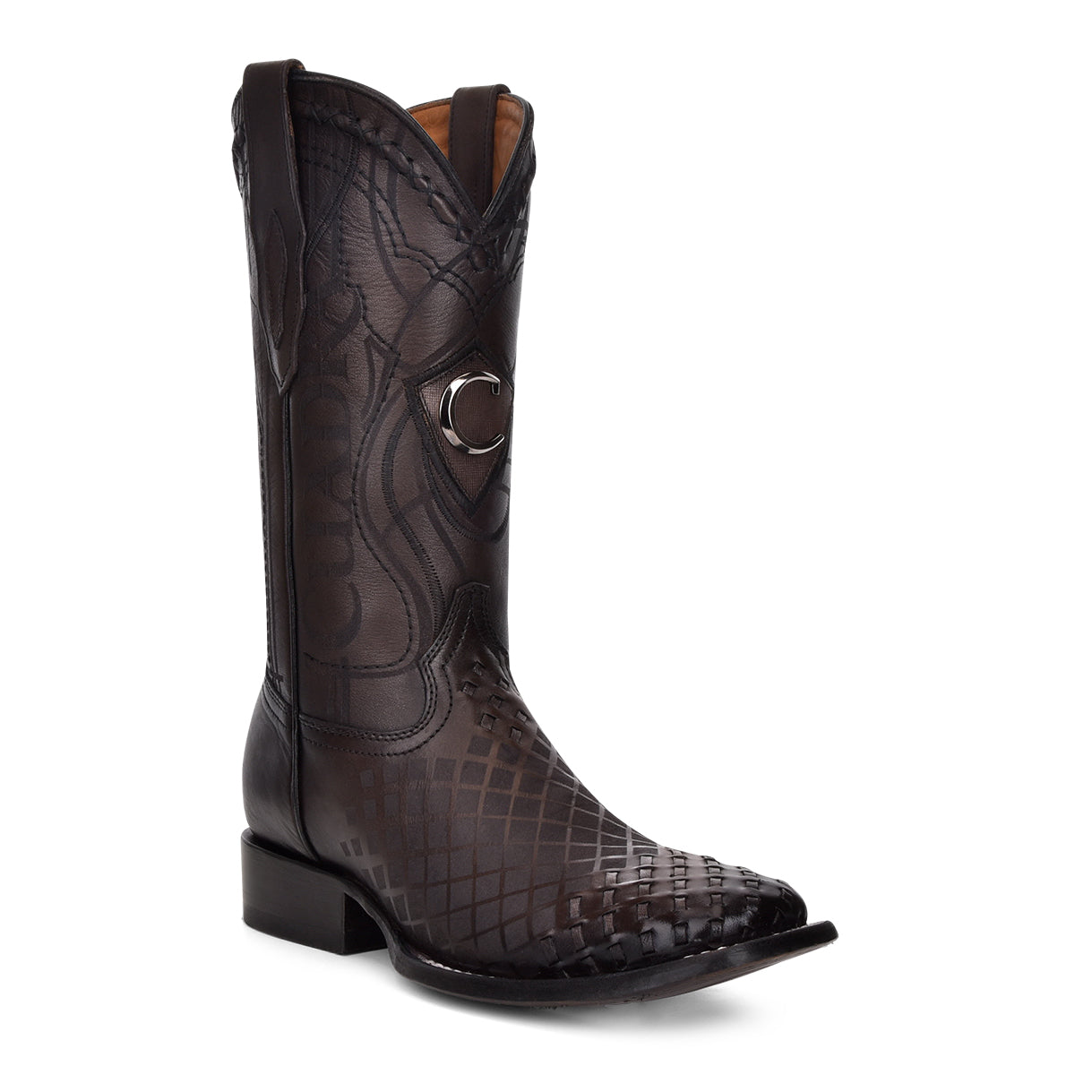 Over Black Laser & Embroidery & Woven Square Toe
