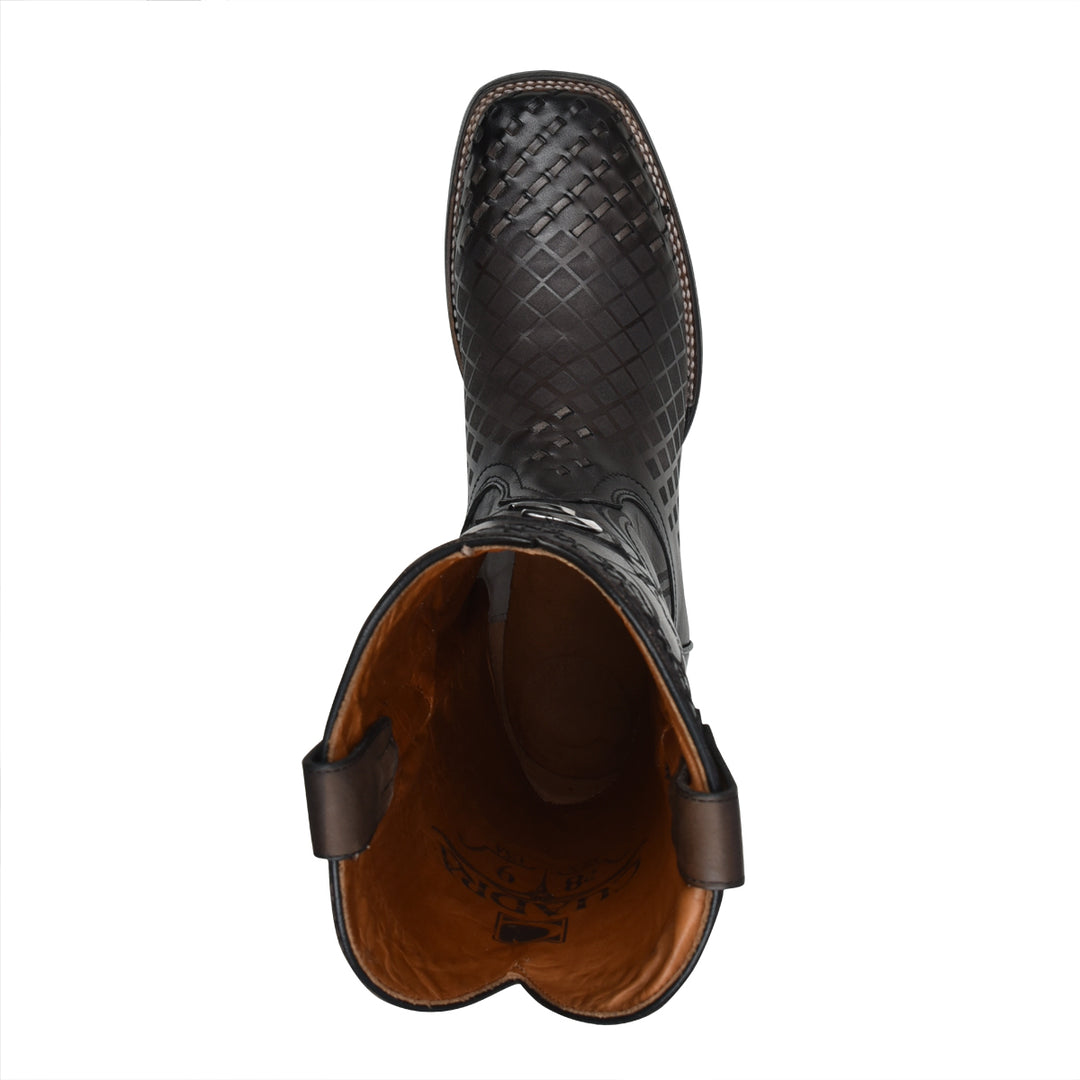 Over Black Laser & Embroidery & Woven Square Toe
