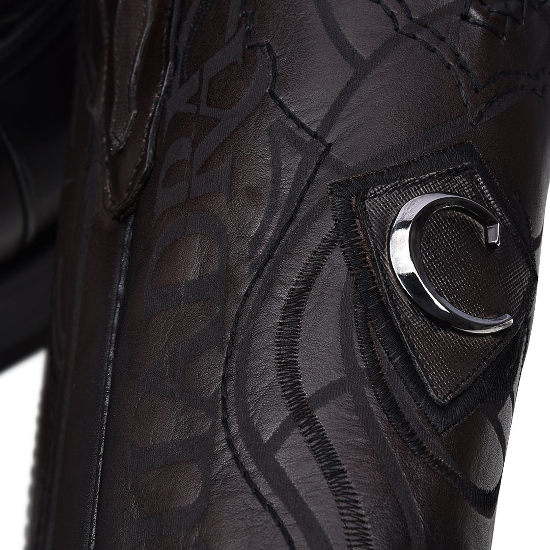 Over Black Laser & Embroidery & Woven Square Toe