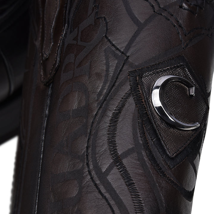 Over Black Laser & Embroidery & Woven Square Toe
