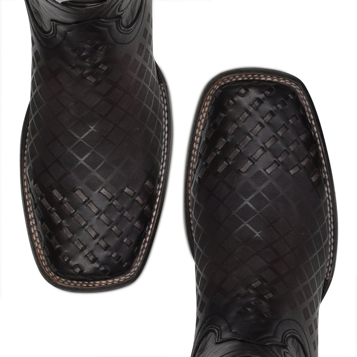Over Black Laser & Embroidery & Woven Square Toe