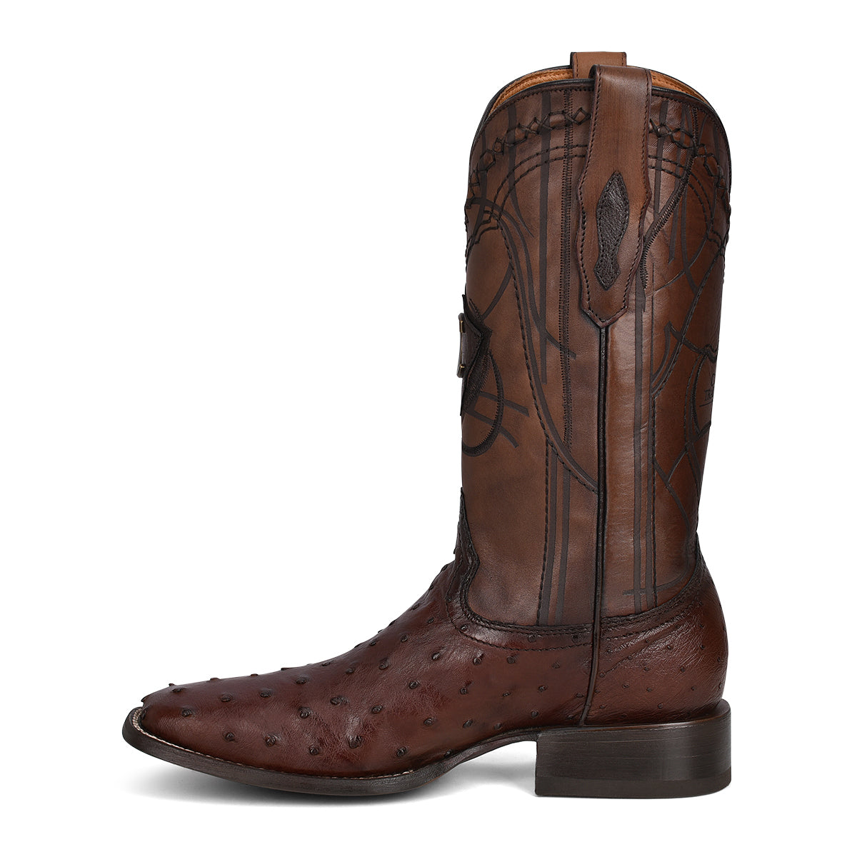 Cuadra Flame Brown Ostrich Laser & Embroidery CU677