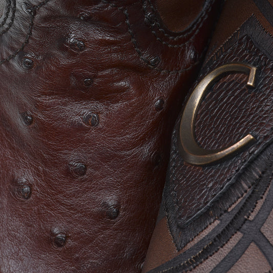 FLAME BROWN OSTRICH LASER & EMBROIDERY CU677