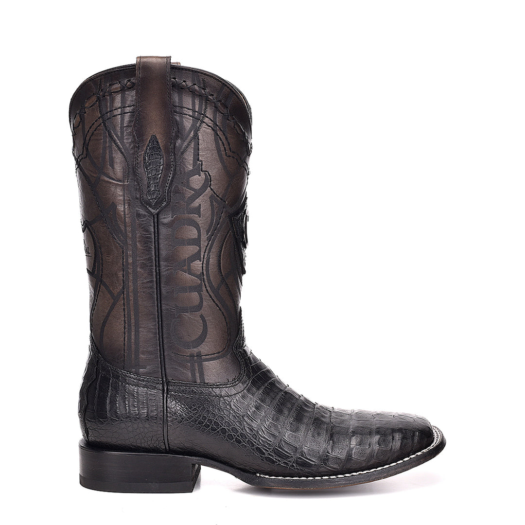 MN BLACK CAIMAN LASER & EMBROIDERY SQUARE TOE