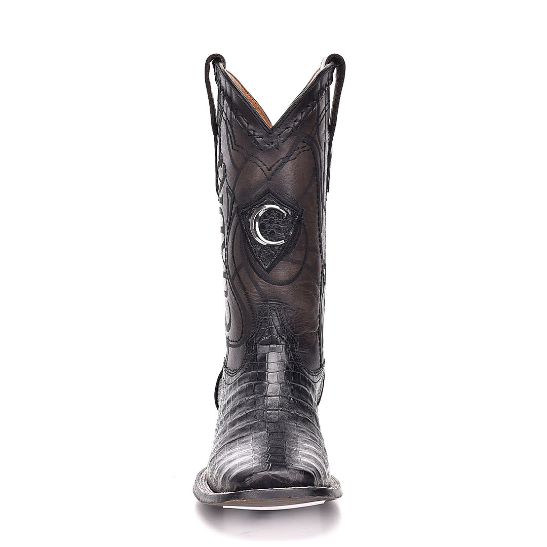 MN BLACK CAIMAN LASER & EMBROIDERY SQUARE TOE