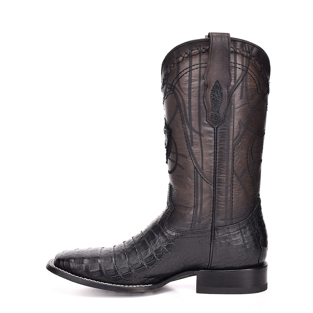 MN BLACK CAIMAN LASER & EMBROIDERY SQUARE TOE