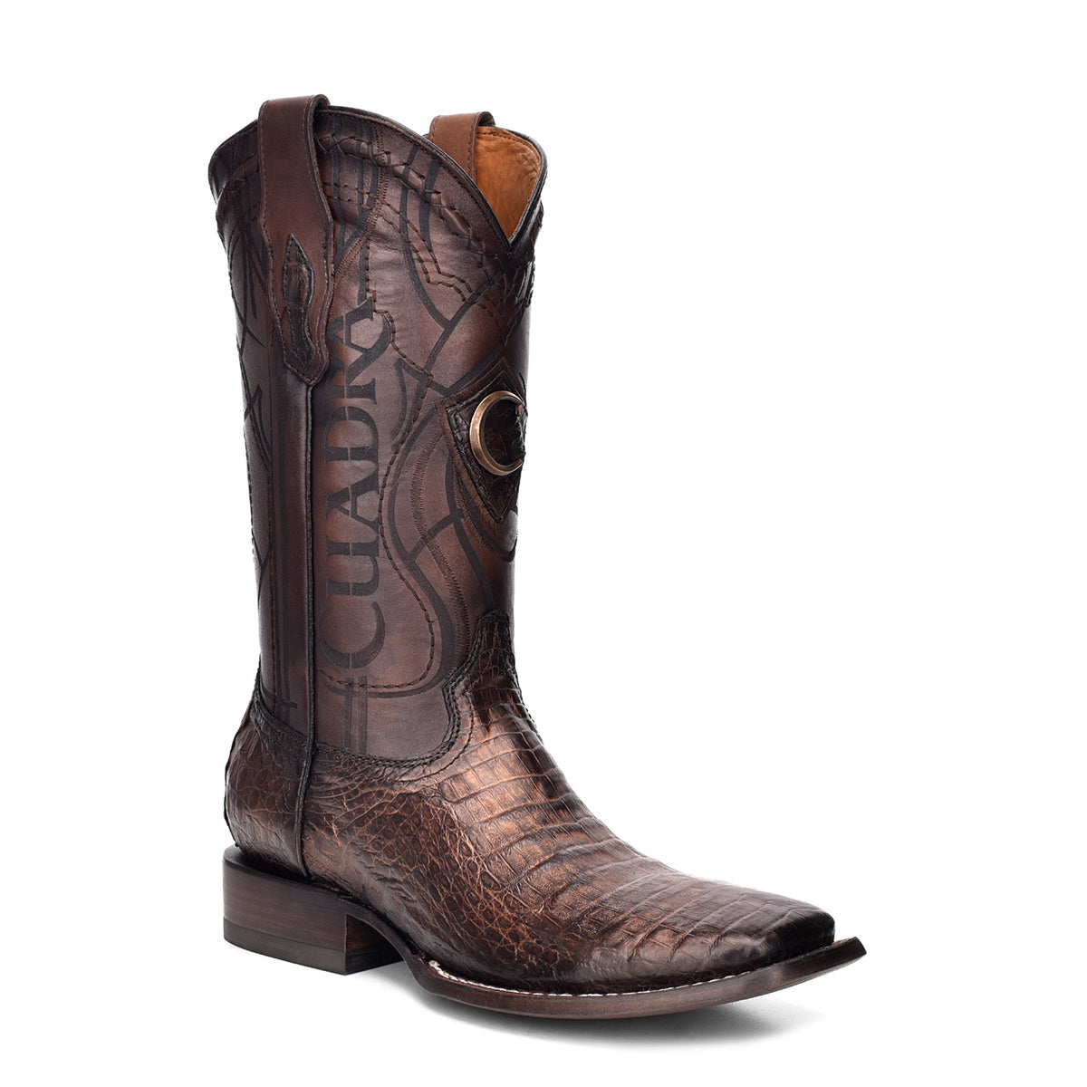 Paris Brown Caiman Laser & Embroidery Square Toe
