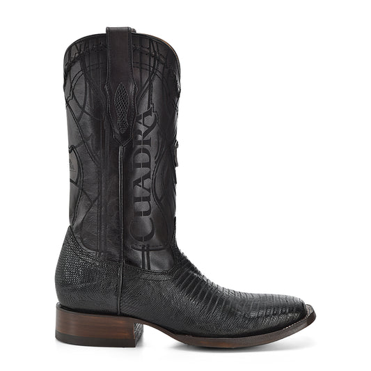 Plunge Black Lizard Teju Laser & Embroidery Square Toe