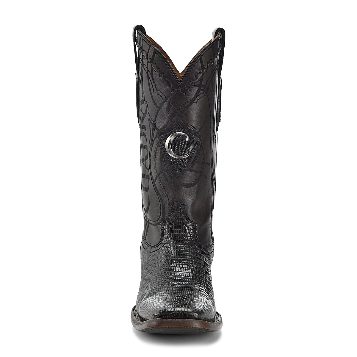 Plunge Black Lizard Teju Laser & Embroidery Square Toe