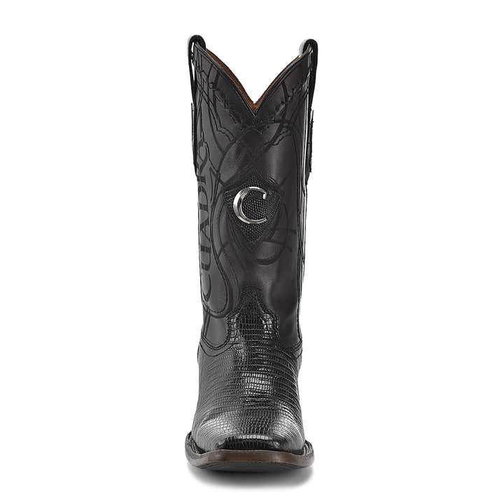 Plunge Black Lizard Teju Laser & Embroidery Square Toe