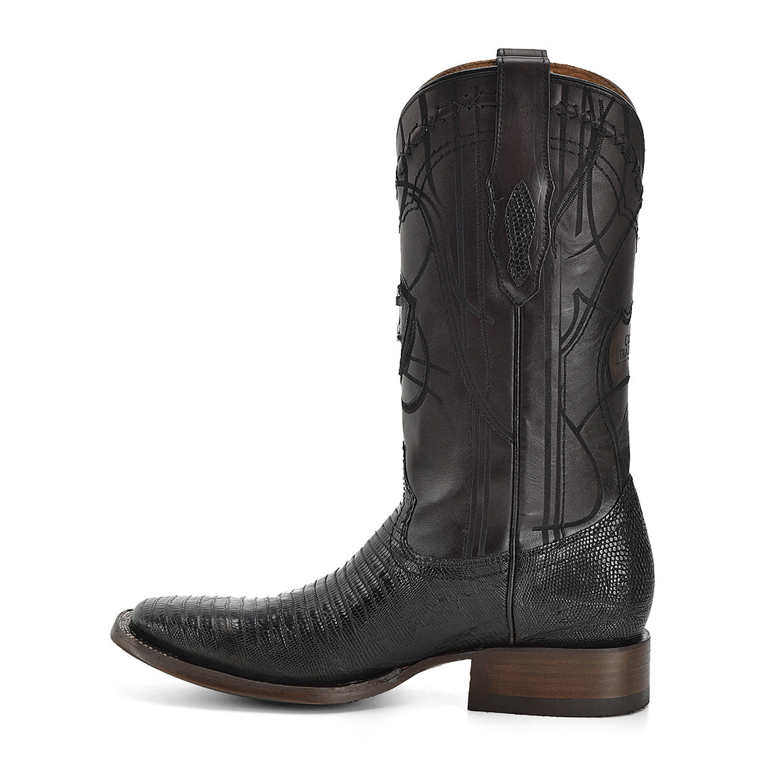 Plunge Black Lizard Teju Laser & Embroidery Square Toe