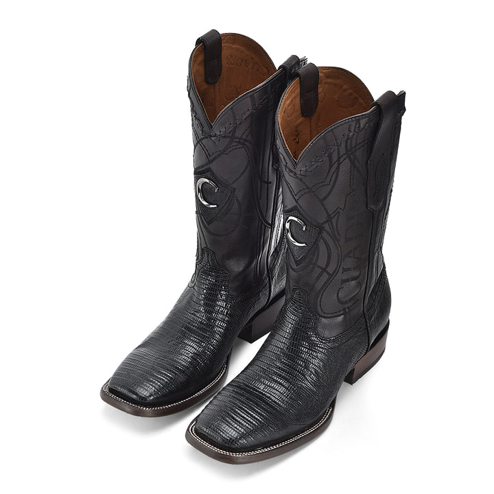 Plunge Black Lizard Teju Laser & Embroidery Square Toe