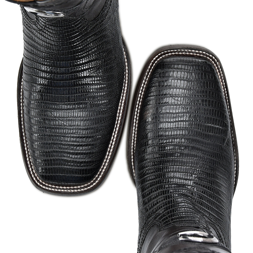 Plunge Black Lizard Teju Laser & Embroidery Square Toe