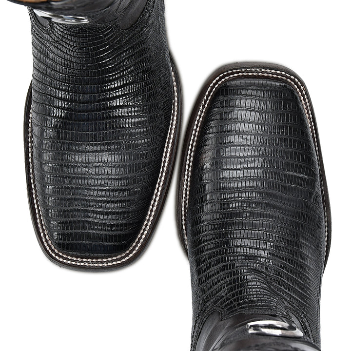 Plunge Black Lizard Teju Laser & Embroidery Square Toe